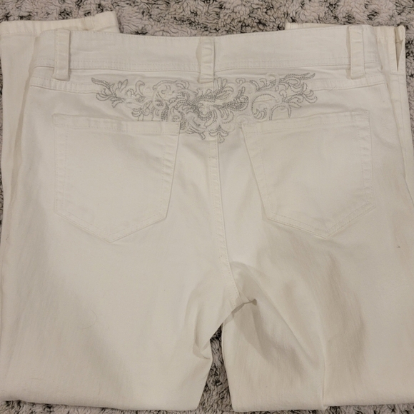 Cache SZ 8 White Embellished Crop Skinny Stretch Jeans - Picture 8 of 12